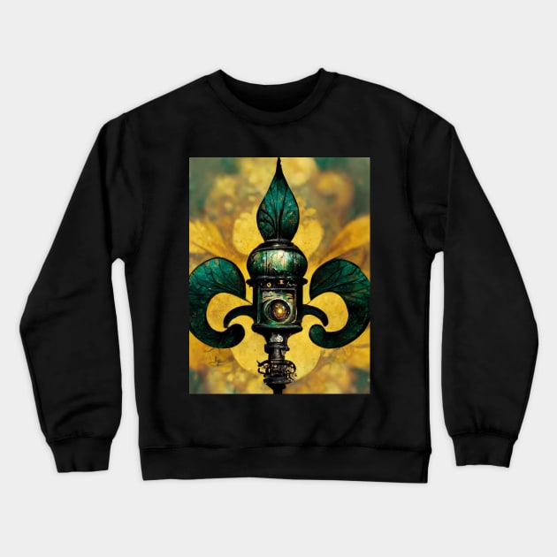 Green Fleur De Lis Crewneck Sweatshirt by mw1designsart